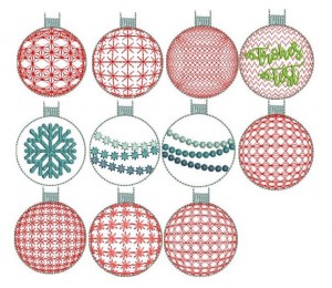 Stickserie - ITH Lichterkette Weihnachtskugeln